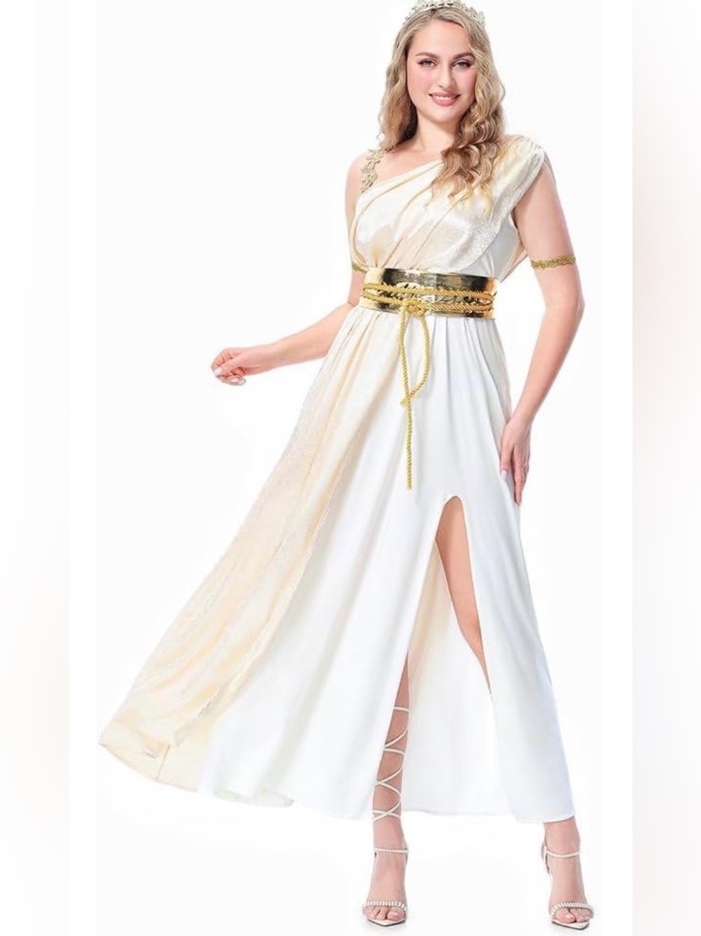 White & Gold Greek Goddess Costume – Complete Set